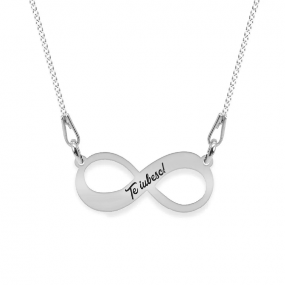 Colier argint infinit 20 mm - personalizata cu text